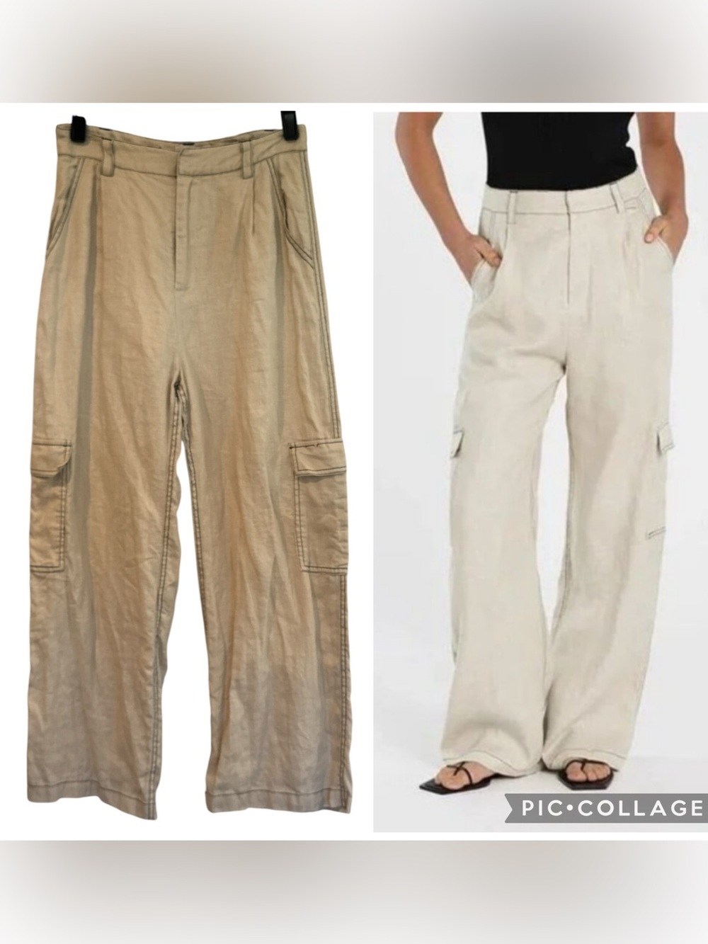 Dissh Rosie Linen Cargo Pants Putty Size 6